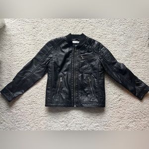 H&M boys black faux leather jacket size 7-8 Y
